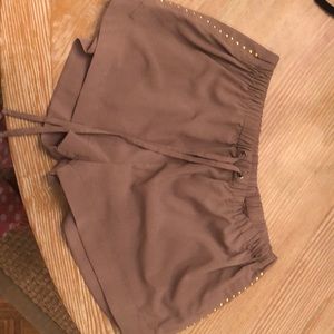 Brown shorts with cinched waist. NEW WITH TAGS